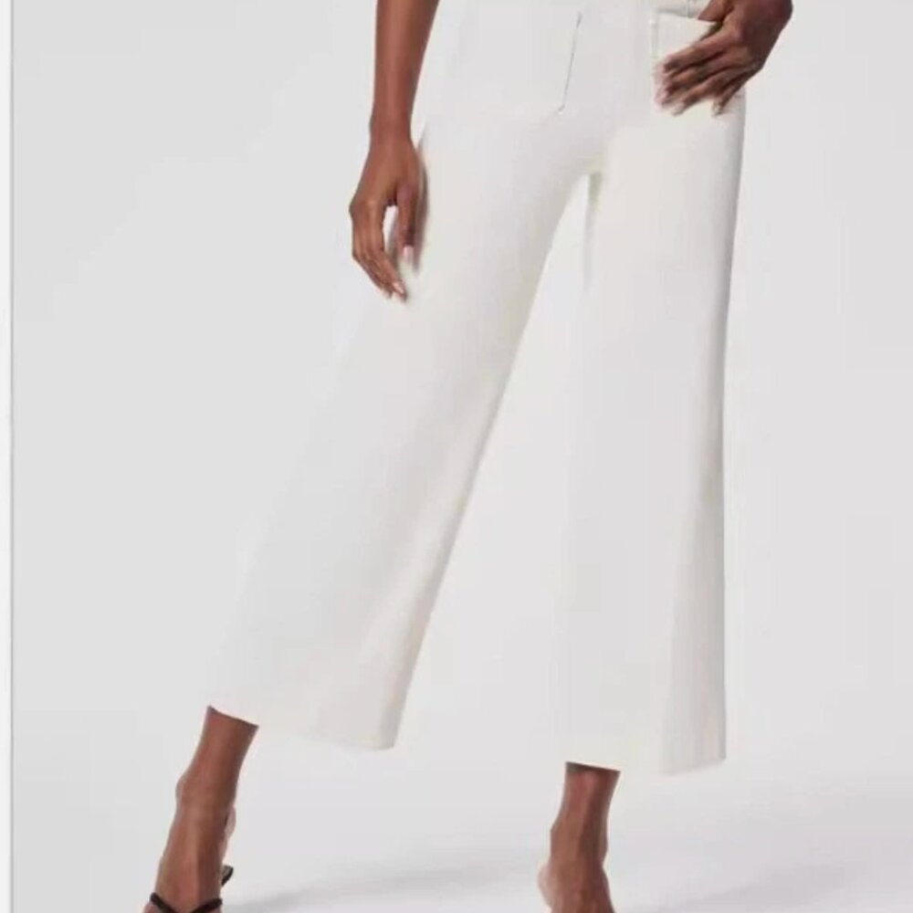 NWT SPANX Cropped Wide Leg Jeans in Ecru Wash Pull On XL - Picture 10 of 10